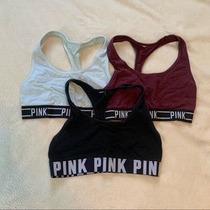 VS PINK Logo Sports Bra Bralette Bundle